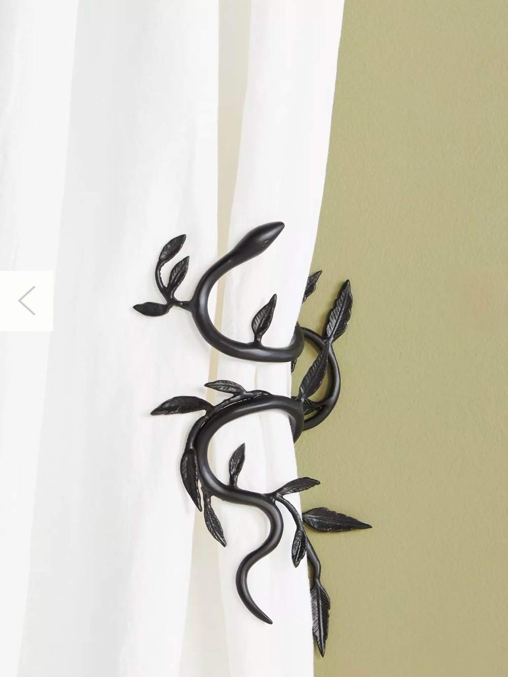 NEW Anthropologie Serpentine Curtain Tiebacks, Set of 2, Left & Right, Black